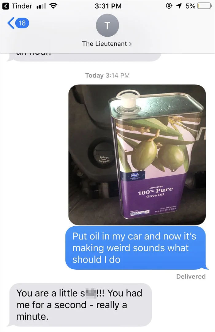 People Text Their Dads That They Put Olive Oil In Their Car And Share Screenshots (30 Pics)