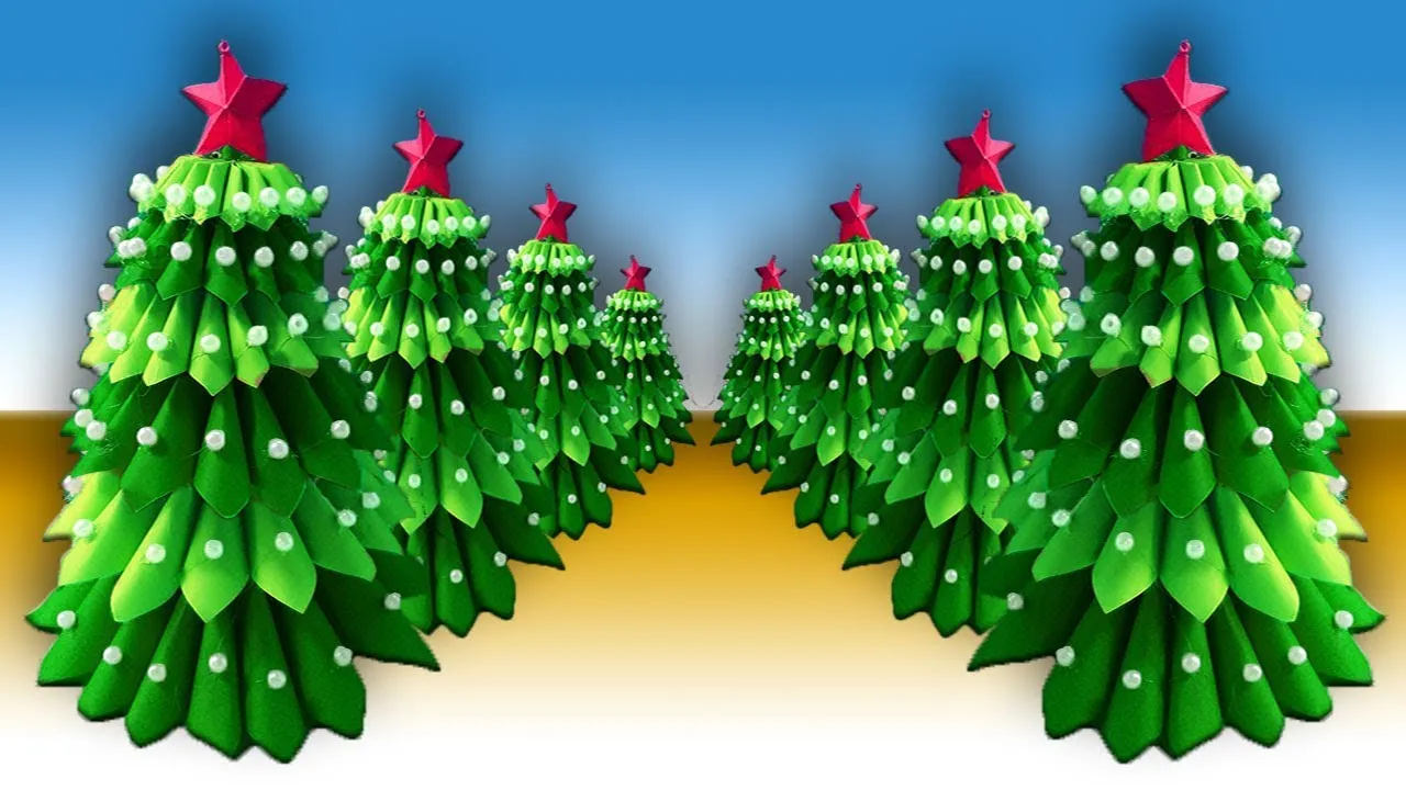 How To Make A 3D Paper Xmas Tree DIY Tutorial | 3D Paper Christmas Tree Decor