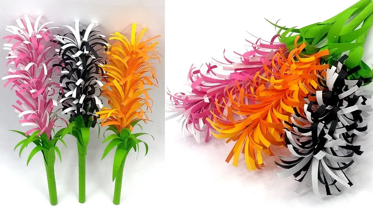 How To Make Paper Flower Stick-Easy Tissue Paper Flower Stick Make-Paper Flower Stick Tutorial!