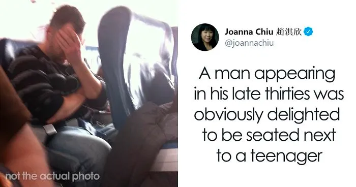 Creepy Man Gets Seated Next To A Teen On A Plane, Luckily Another Passenger Overhears His Harassment