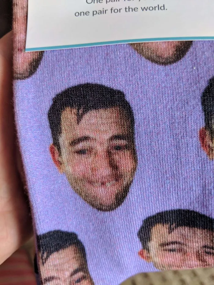 I Lost A Tooth Earlier This Year. I Took A Silly Picture While I Was In The Gym. My Wife Had It Turned Into A Sock As A Christmas Present For My Mother