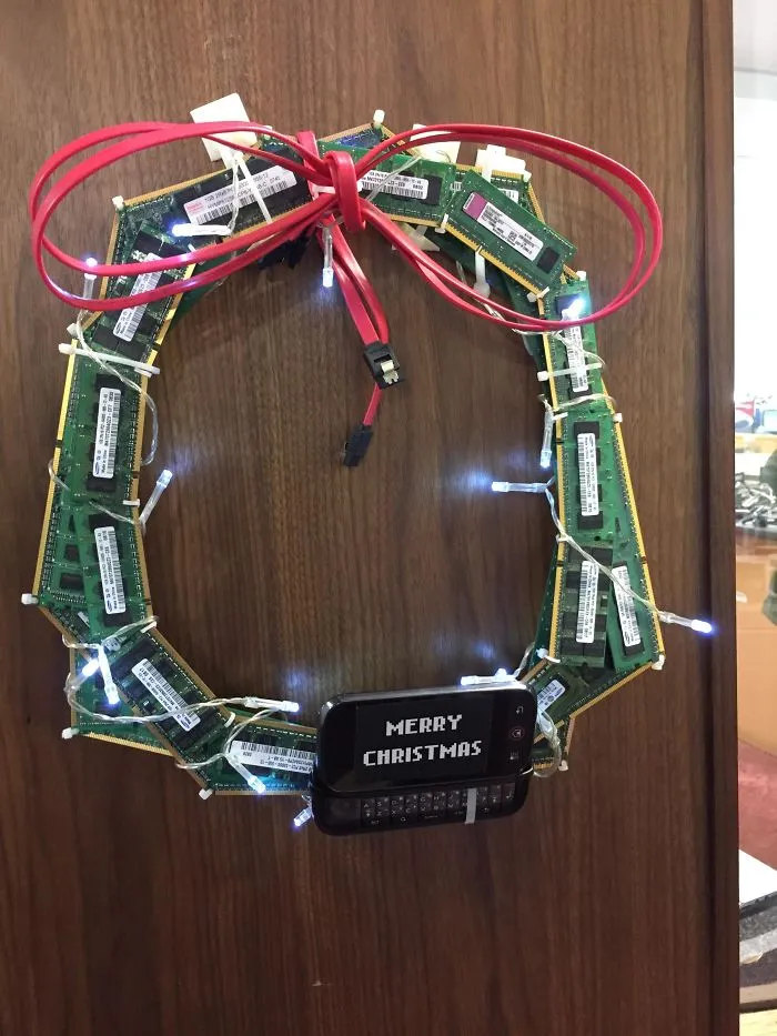 RAM Wreath On The IT Support Door In College