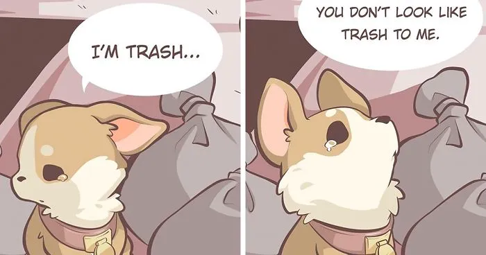 A Comic About An Unwanted Corgi And A Lonely Kitten Becoming Friends Is Warming People's Hearts