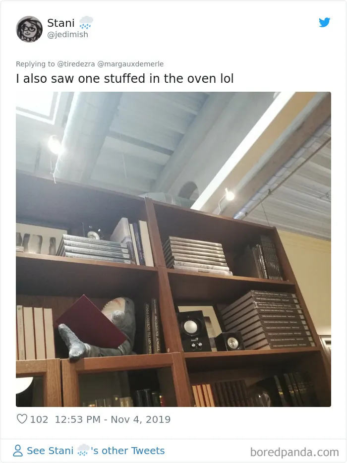 22 Times IKEA Customers Spotted Shark Plushies "Doing Human Things" At Their Stores