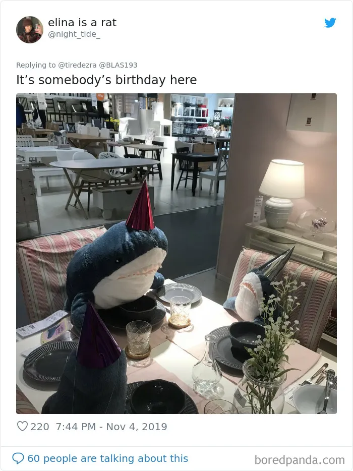 22 Times IKEA Customers Spotted Shark Plushies "Doing Human Things" At Their Stores