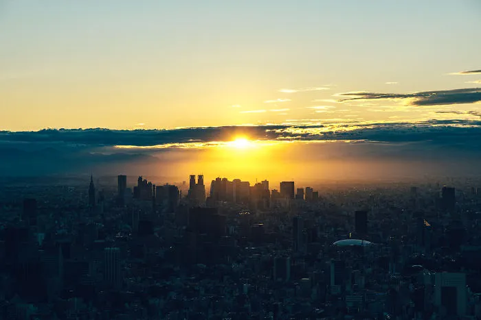 Sunset With A Silhouette Of Shinjuku