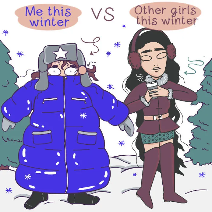 My Comics Show Everyday Struggles Girls Go Through In Winter (29 Pics)