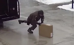 A Security Cam Captures This UPS Delivery Guy Being A Hero And Doing His Best To Deliver What He Has To