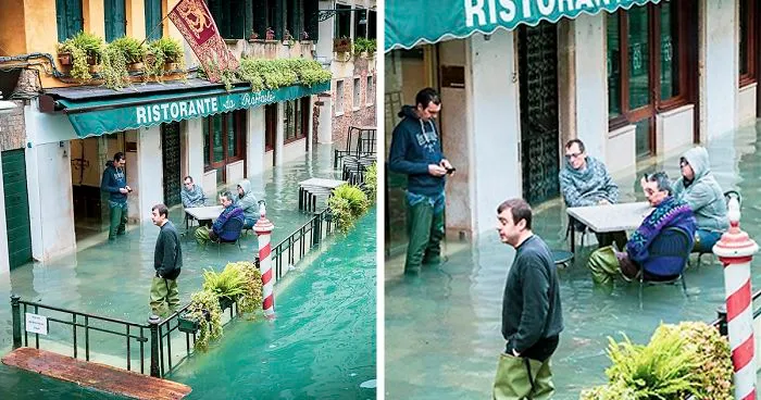 Esta fotógrafa pasó todo un día en Venecia inundada, captando lo distinta que parece (19 fotos)