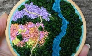 Embroidery Artist Captures Entire Lush Landscapes In These Tiny Embroidery Pieces (40 Pics)