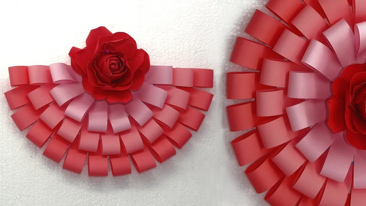 Easy Christmas Paper Rose Wall Hanging-Paper Rose Wall Craft!