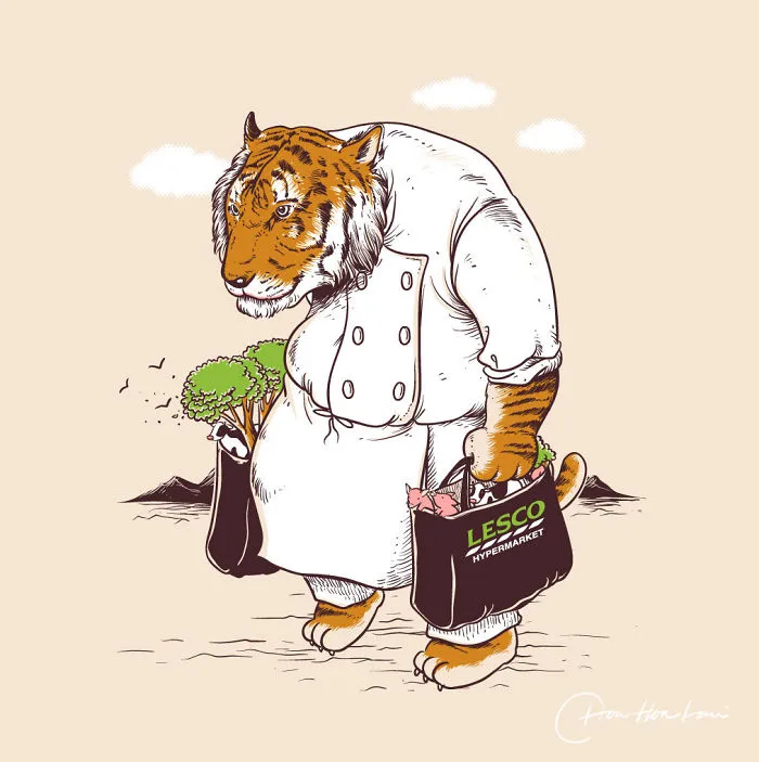 Funny And Surreal Illustrations I Created That Show The Daily Lives Of Animals And Characters (30 Pics)