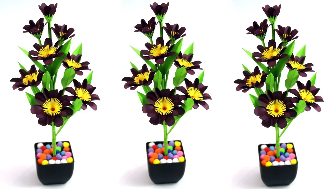 DIY Paper Flower Vase Decoration Stick Flower Paper Flower Stick Home Decoration Idea