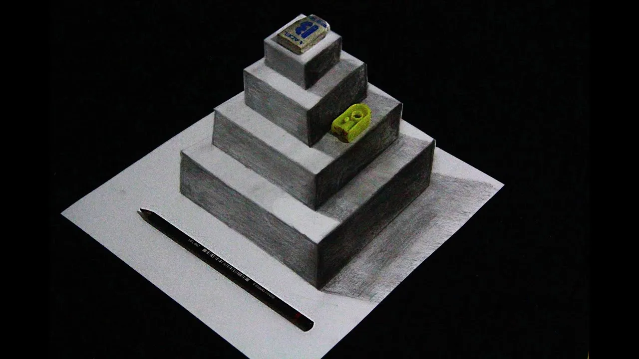 How To Draw Pyramid On Paper - Easy 3D Trick Art