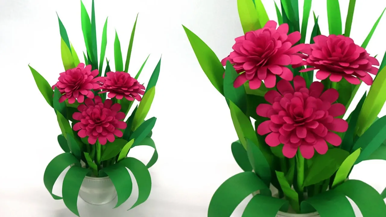 DIY Paper Flower Vase Decoration-Stick Flower-Tissue Paper Flower- Home Decoration Idea
