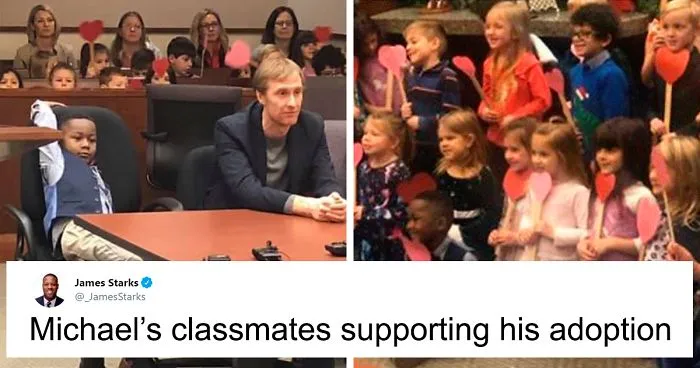 Boy Has His Whole Kindergarten Class At His Adoption Hearing And It's The Cutest Support Group Ever