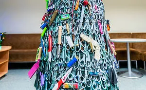 Here's How Employees From Different Industries Decorated Their Workplaces With Very Fitting Christmas Trees (30 Pics)