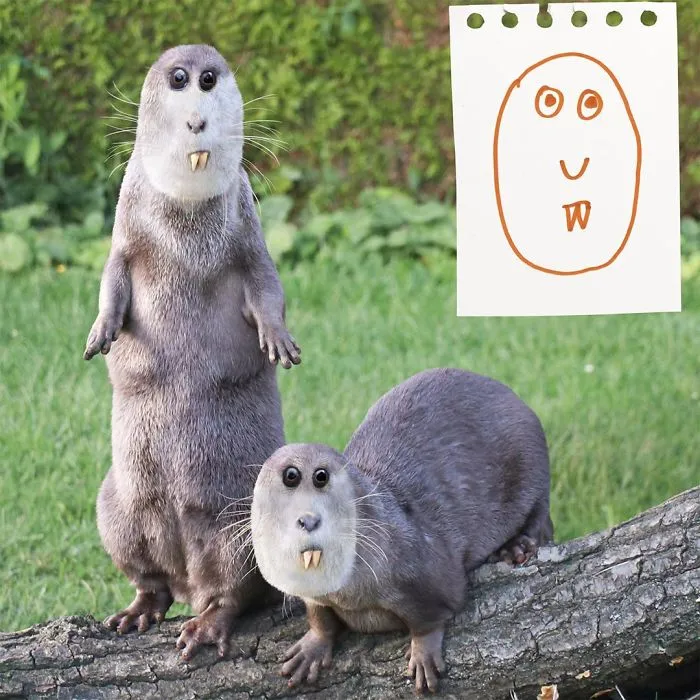 Este padre photoshopea los dibujos de sus hijos como si fueran reales, y son terroríficamente divertidos (30 imágenes)