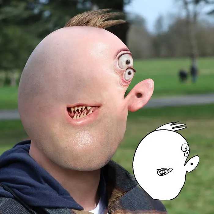 Este padre photoshopea los dibujos de sus hijos como si fueran reales, y son terroríficamente divertidos (30 imágenes)