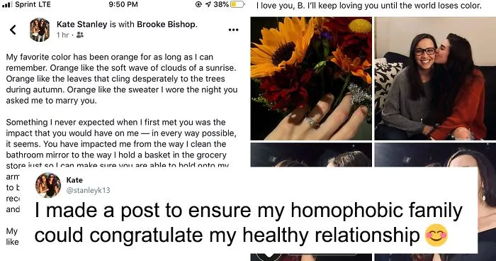 Lesbian Woman Makes Sure Her Entire Homophobic Family Knows About Her Engagement And The Post Goes Viral