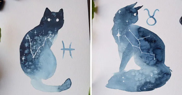I Painted Twelve Zodiac Sign Constellations As Cats