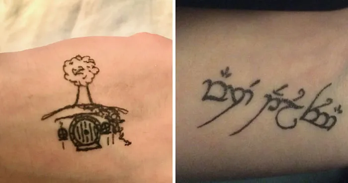 I Drew J. R. R. Tolkien Inspired 'Tattoos' While I Was Bored At School