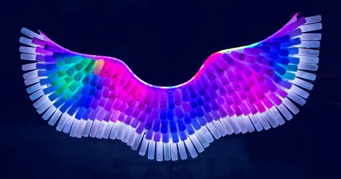 My Family And I Created A Led Angel Wing Light Sculpture Using 300 Recycled Water Bottles