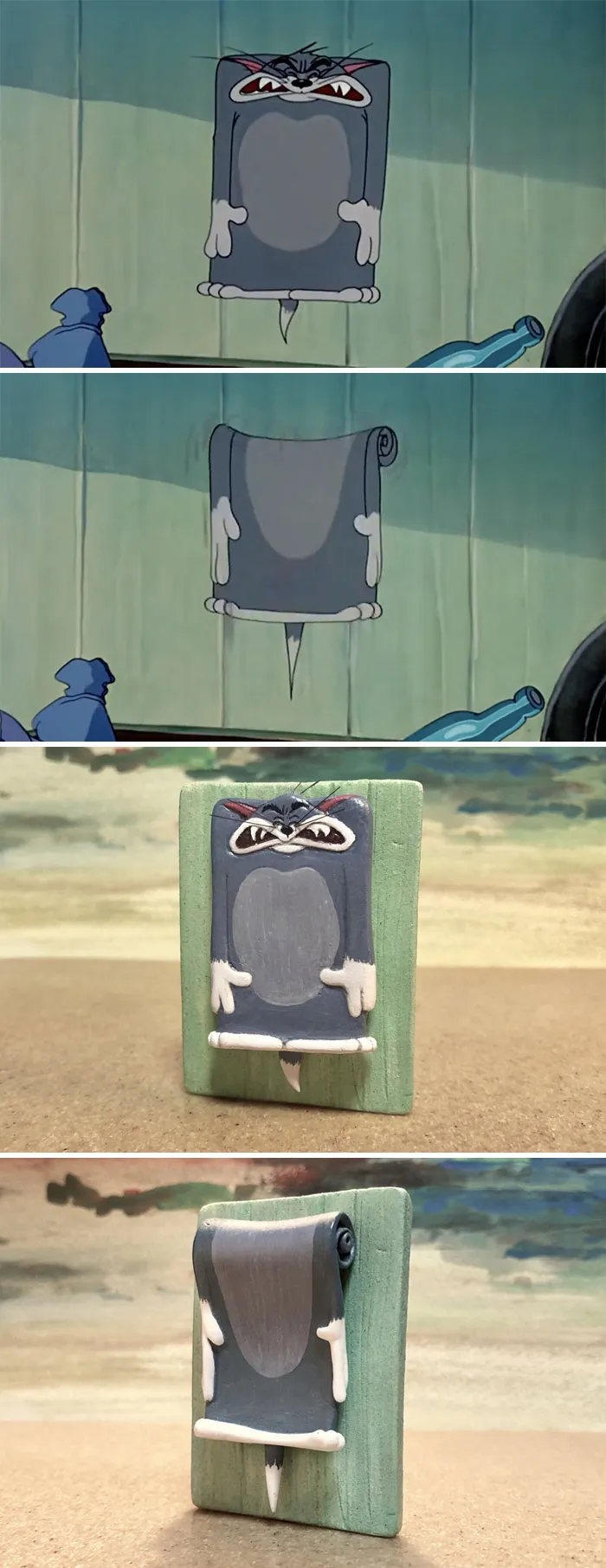 Este artista japonés convierte los momentos más desafortunados de Tom y Jerry en esculturas, y el resultado es muy gracioso