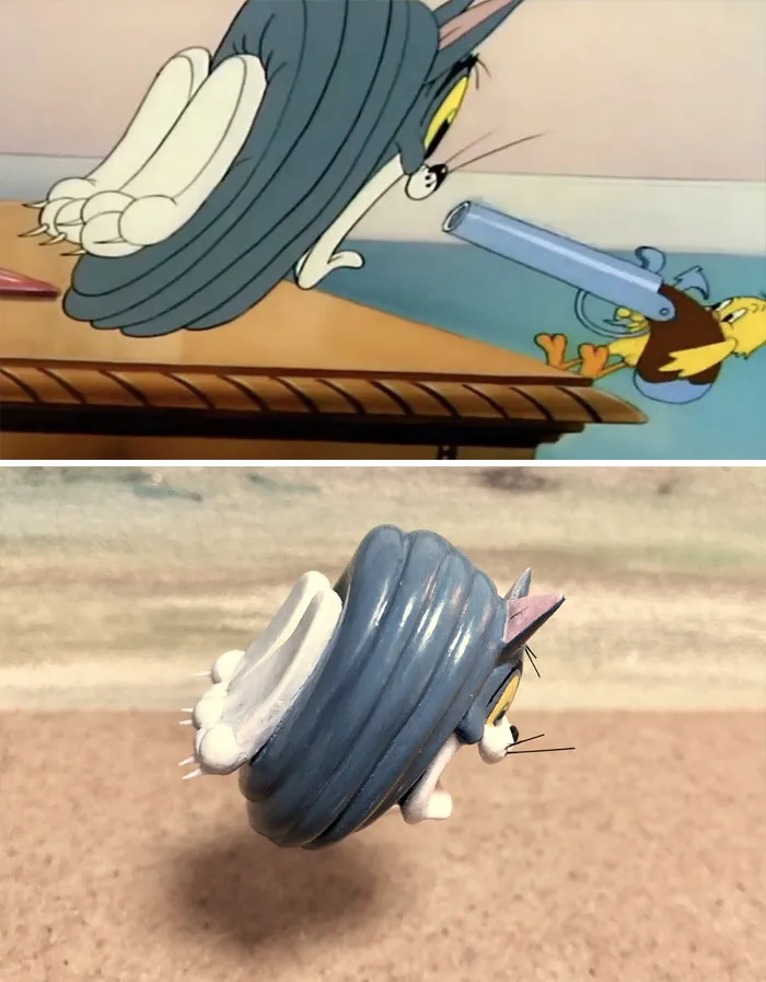 Este artista japonés convierte los momentos más desafortunados de Tom y Jerry en esculturas, y el resultado es muy gracioso