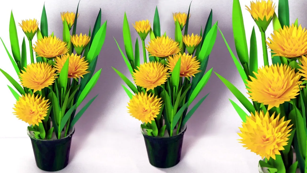 Easy Paper Flower Vase Decoration-Stick Flower-Tissue Paper Flower- New Year Home Decoration Idea