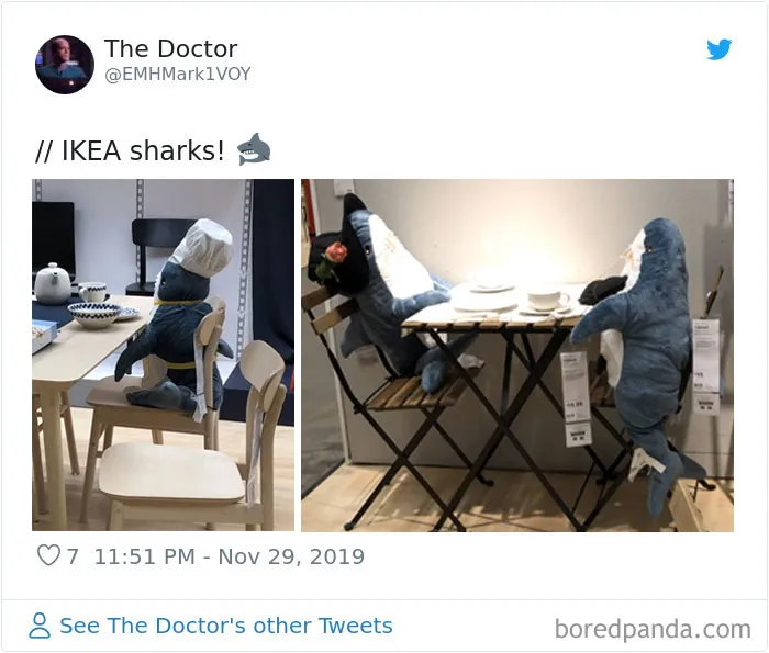 22 Clientes de IKEA que vieron tiburones de peluche haciendo "cosas humanas" en las tiendas