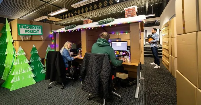 We Arrived At Work On Monday And Found Our Office Transformed Into A Winter Wonderland (12 Pics)
