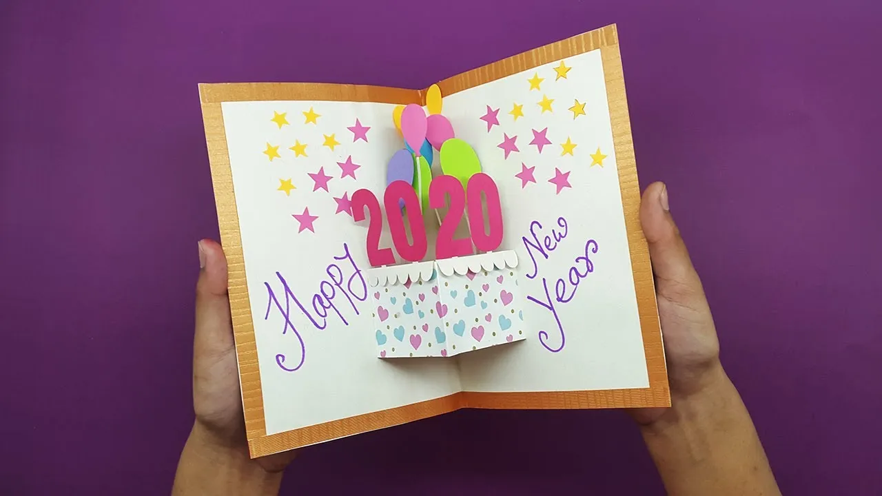 Handmade Happy New Year 2020 Card Idea | New Year Pop Up Greeting Cards