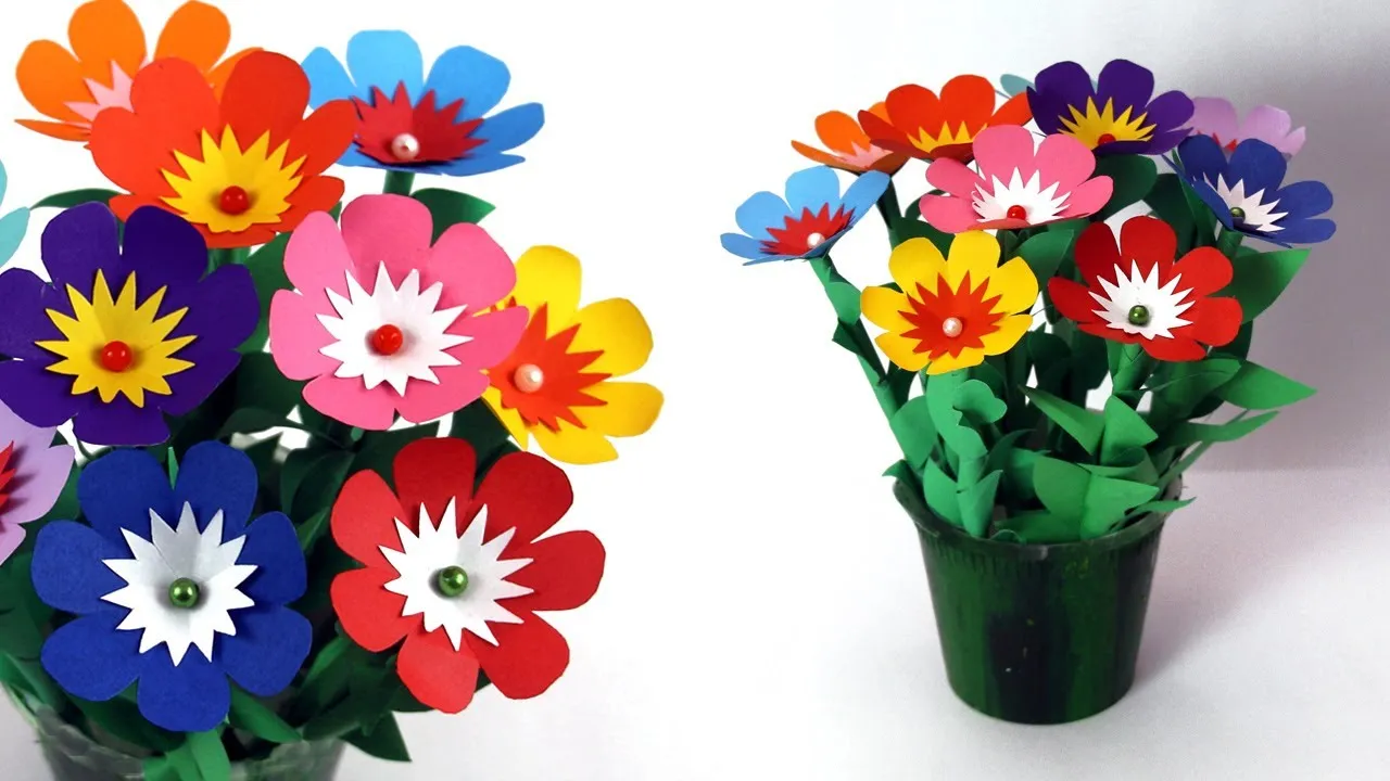 DIY Paper Stick Flower Vase Decoration-Tissue Paper Flower Stick Home Decoration Idea