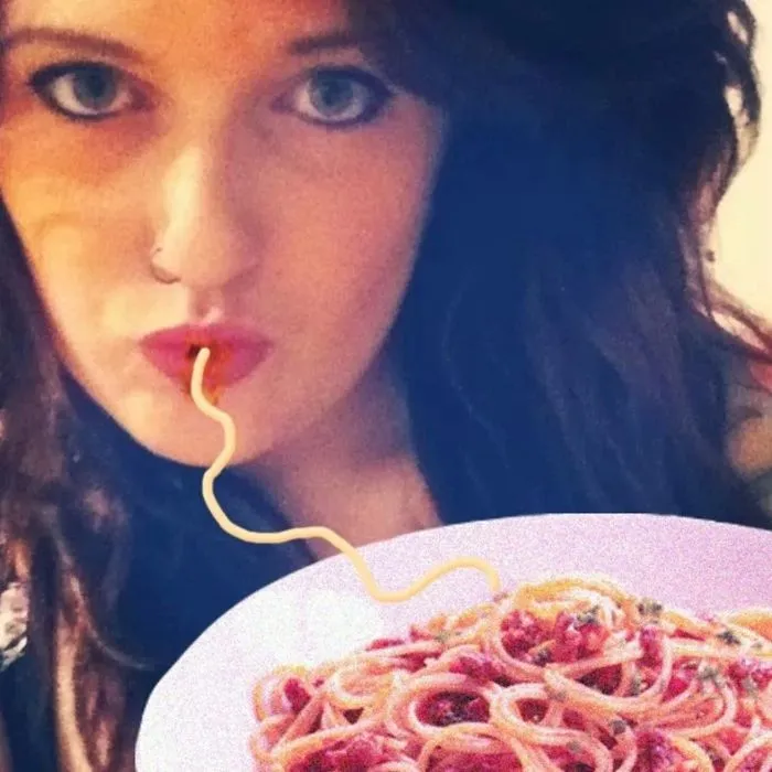 25 Times Internet Trolls Fixed Duckface Selfies By Adding Spaghetti