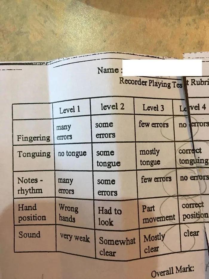 My Wife Sent Me Our Son's Music Results With The Comment "I Can Think Of, Like, 7 Ex-Boyfriends Who Needed A Scoresheet Like This"