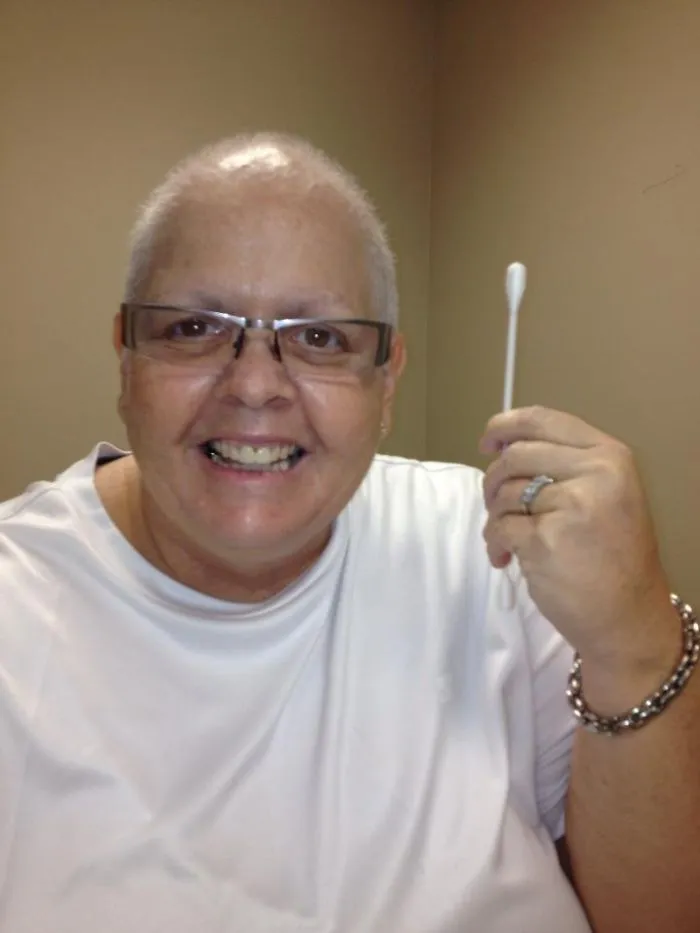 My Aunt's, A Recovering Cancer Patient's, Hair Has Started Growing Back And Today She Posted This Picture Captioned "Twins!"