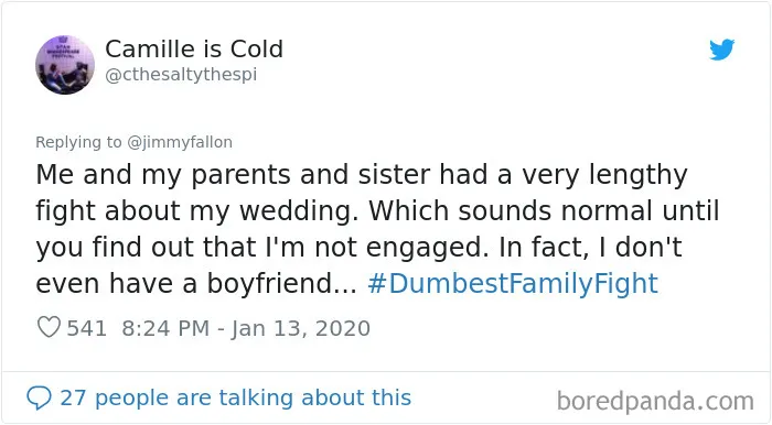 Jimmy Fallon Asks His Followers To Tweet Their Dumbest Family Fights, And They Deliver (30 Tweets)