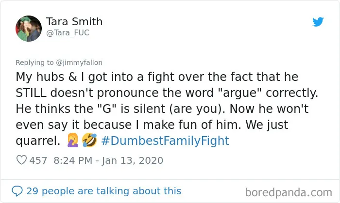 Jimmy Fallon Asks His Followers To Tweet Their Dumbest Family Fights, And They Deliver (30 Tweets)