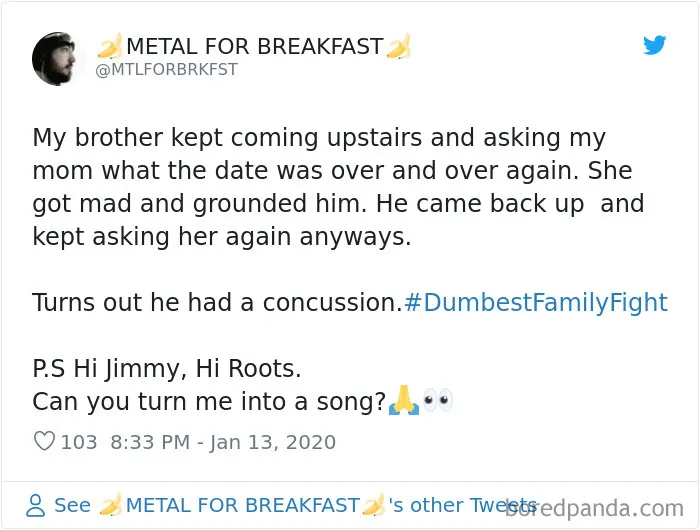 Jimmy Fallon Asks His Followers To Tweet Their Dumbest Family Fights, And They Deliver (30 Tweets)