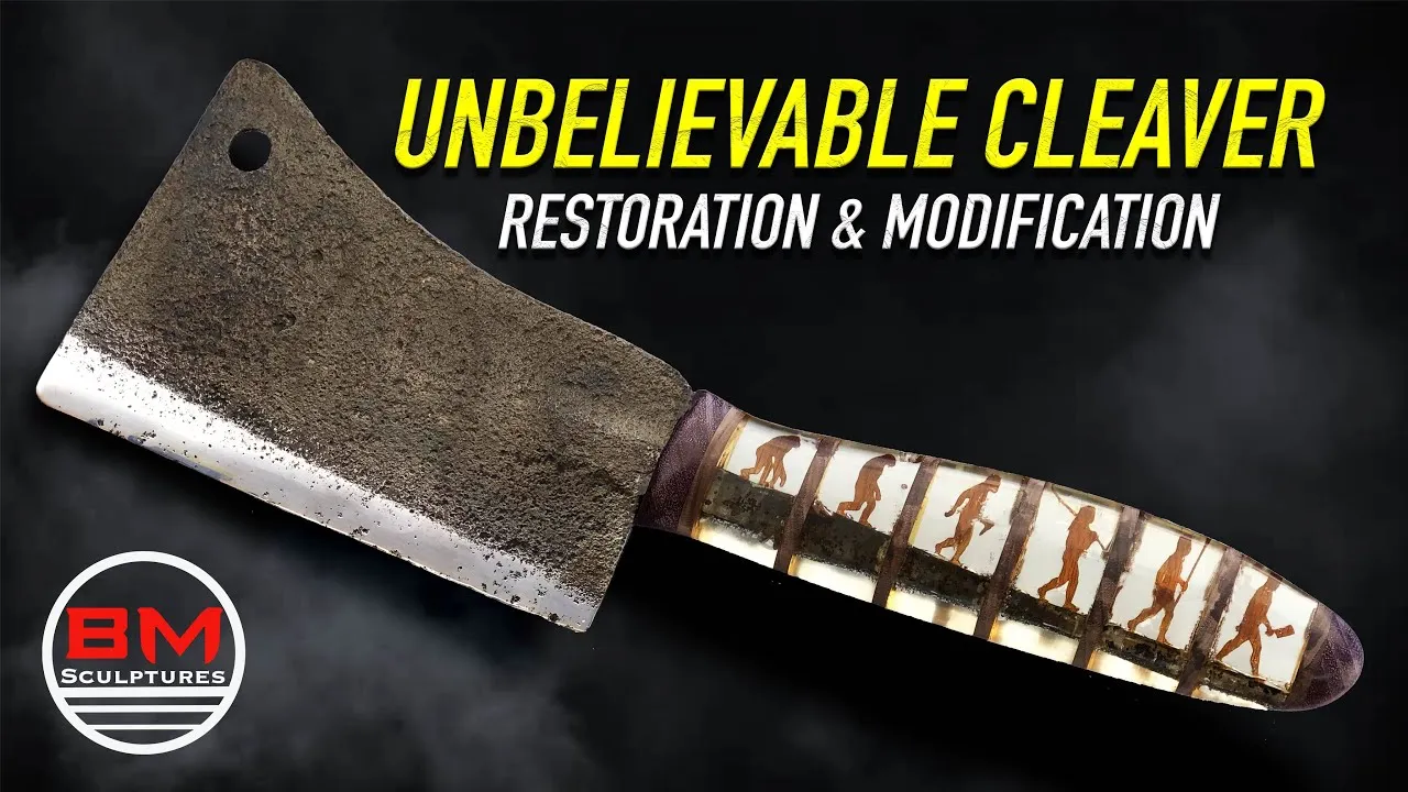 The World's Most Intricate Cleaver Handle. "The Evolution Of Man"- Meat Cleaver