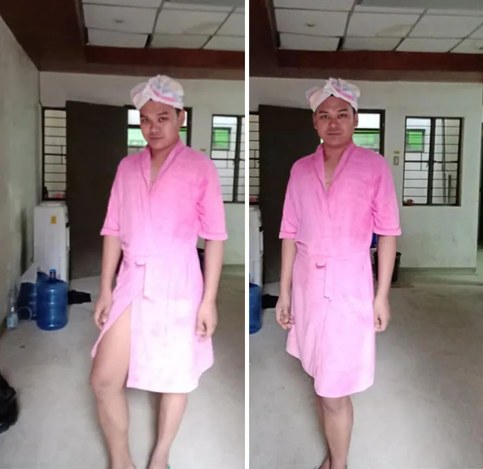 30 Divertidas fotos de filipinos vestidos con "inadecuada" ropa donada en centros de evacuación por el volcán