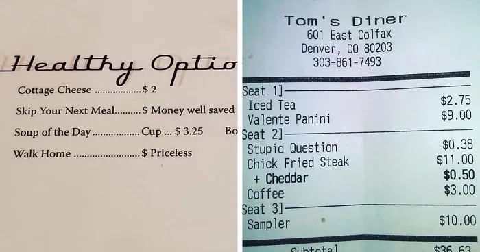 This Diner Has 'Stupid Question' On Their Menu And Charges 38 Cents For It