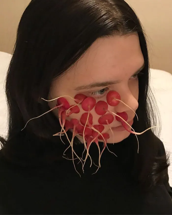 This Russian Artist Dresses Herself And Her Models In Surreal And Weird Costumes Made Out Of Vegetables, Fruits And Plants (74 Pics)