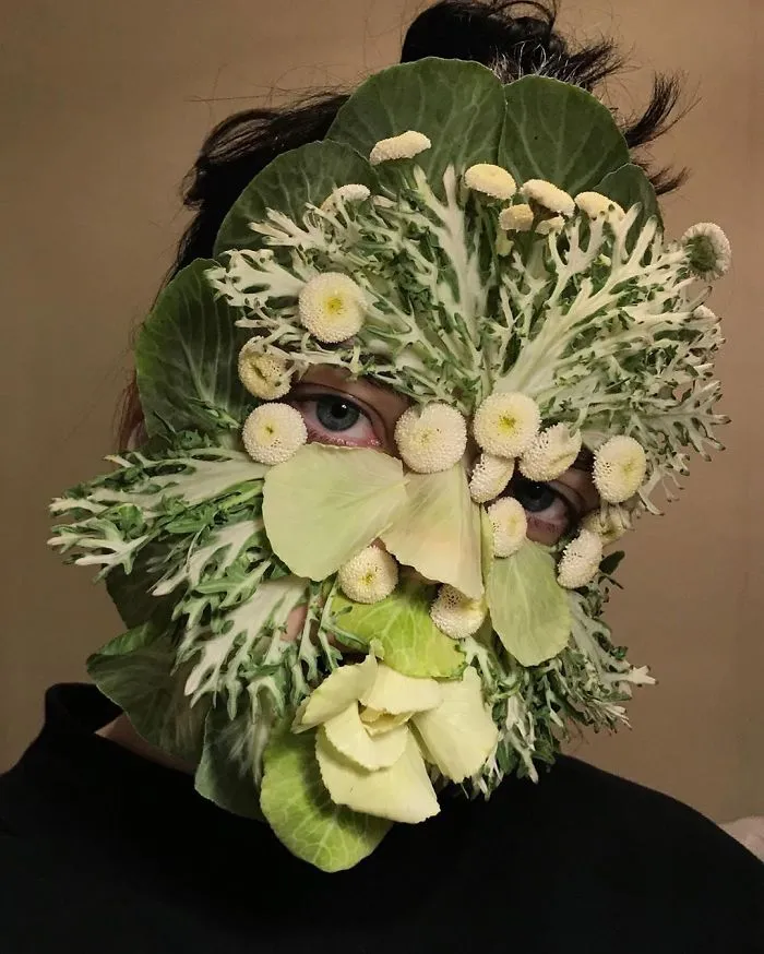 This Russian Artist Dresses Herself And Her Models In Surreal And Weird Costumes Made Out Of Vegetables, Fruits And Plants (74 Pics)