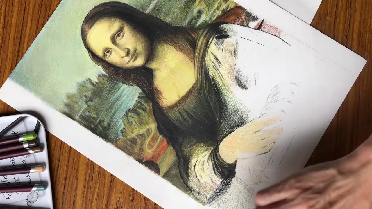 50 Hours In 3 Minutes. Mona Lisa Drawn With Colour Pencils.