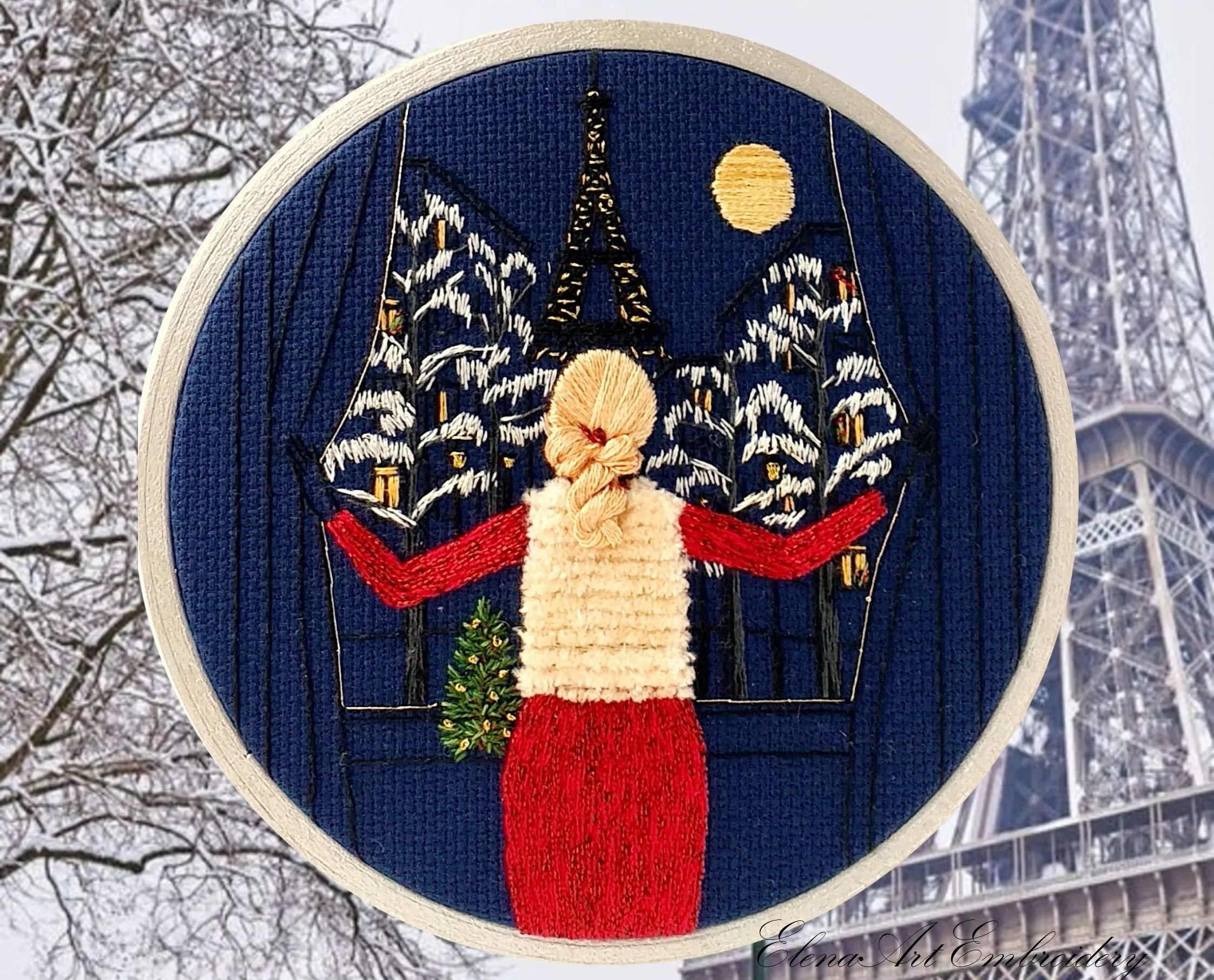 Modern 3D Embroidery Hoop Art