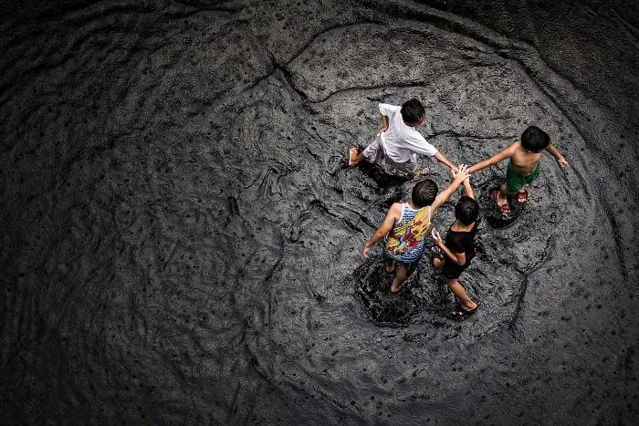 Friends Getting Wet