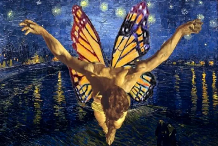 Dali's Butterfly Angel Descending On Van Gogh's Port