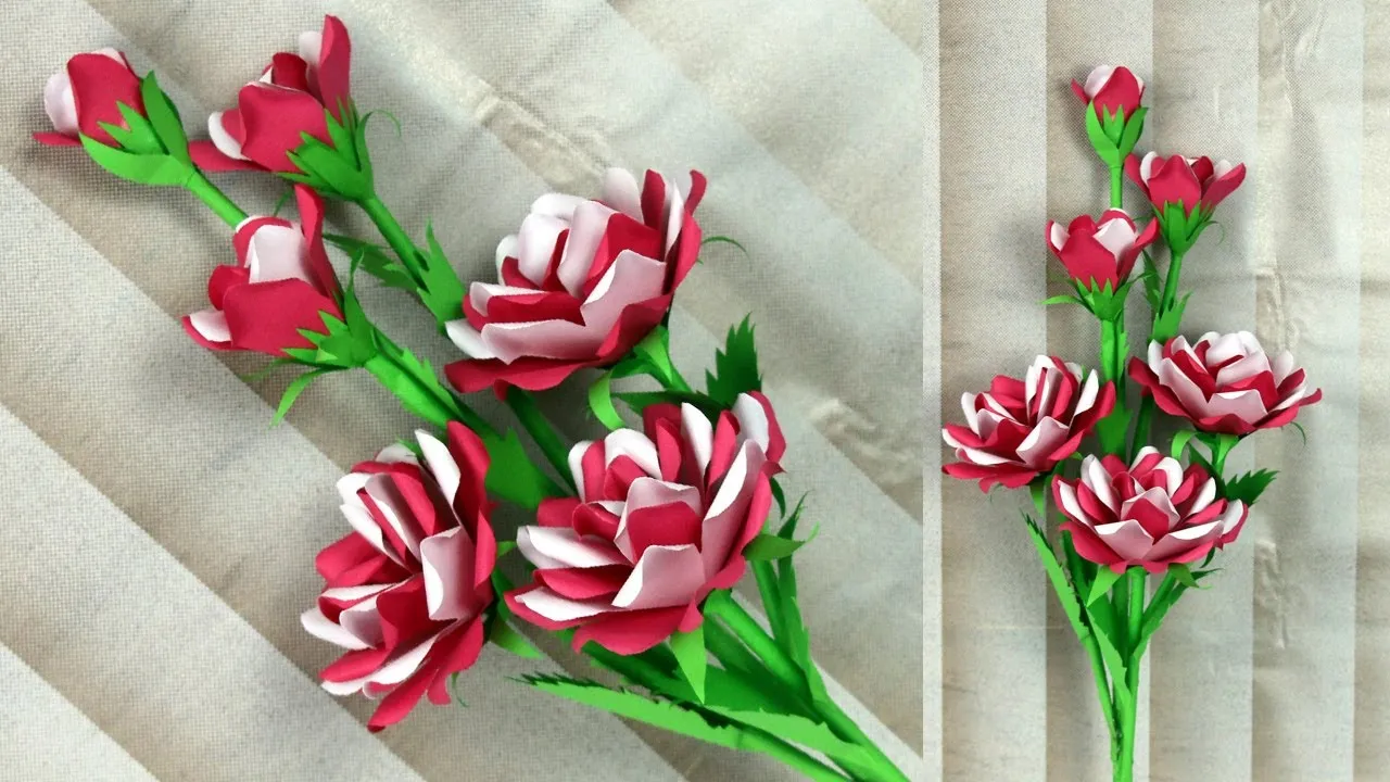 Easy Rose Flower Stick White Paper / Beautiful Rose Stick Flower / DIY Flower Stick Tutorial